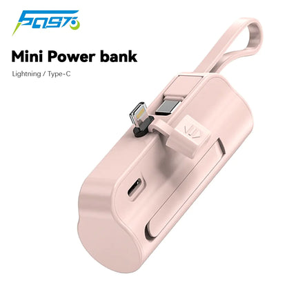 Power Bank 5000mAh Built in Cable Mini External Battery Portable Charger For iPhone Samsung Xiaomi Spare Power Banks